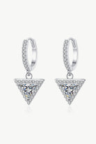 Moissanite Triangle Drop Earrings - Rhodium Vermeil- Claude Jewelry Moissanite - Shop claudejewelry.com