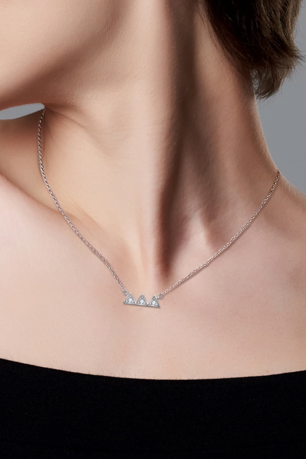 Moissanite Triangles Platinum Vermeil Necklace - Platinum Vermeil- Claude Jewelry Moissanite - Shop claudejewelry.com