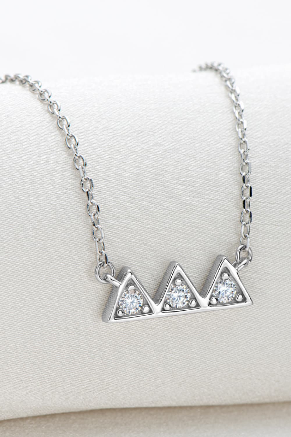 Moissanite Triangles Platinum Vermeil Necklace - Platinum Vermeil- Claude Jewelry Moissanite - Shop claudejewelry.com