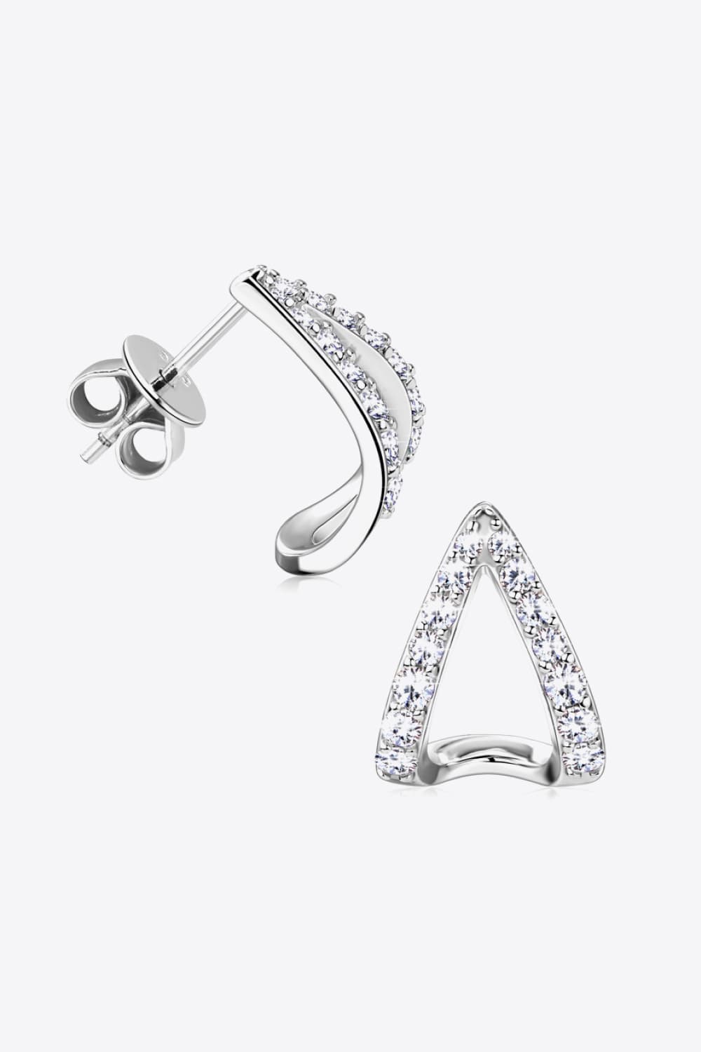 Moissanite Triangular Curve Earrings - - Claude Jewelry Moissanite - Shop claudejewelry.com