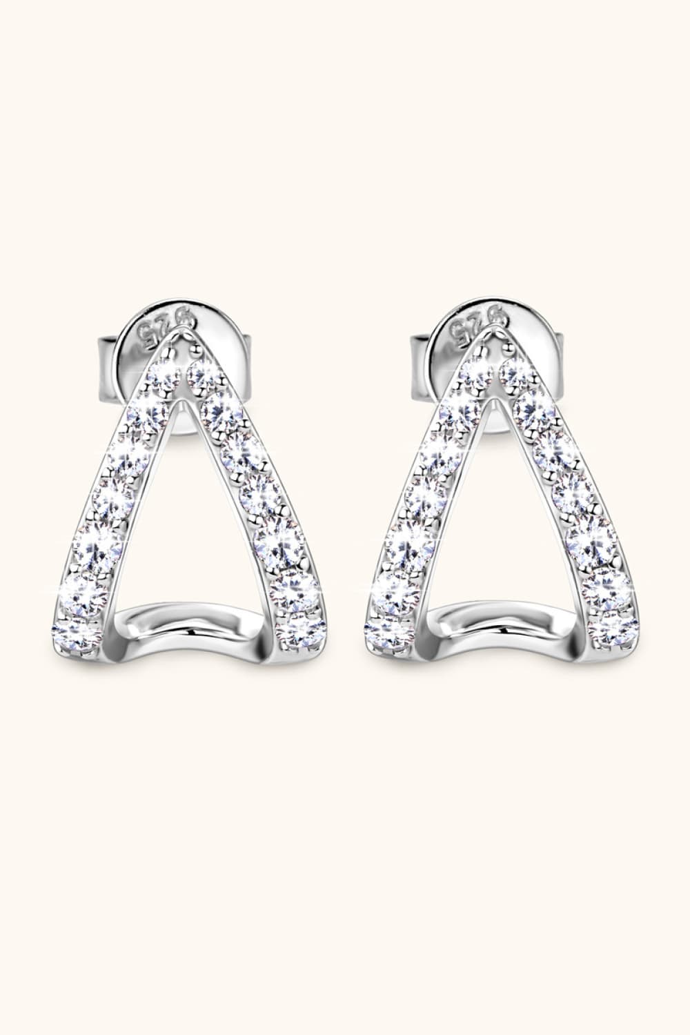 Moissanite Triangular Curve Earrings - Platinum Vermeil- Claude Jewelry Moissanite - Shop claudejewelry.com