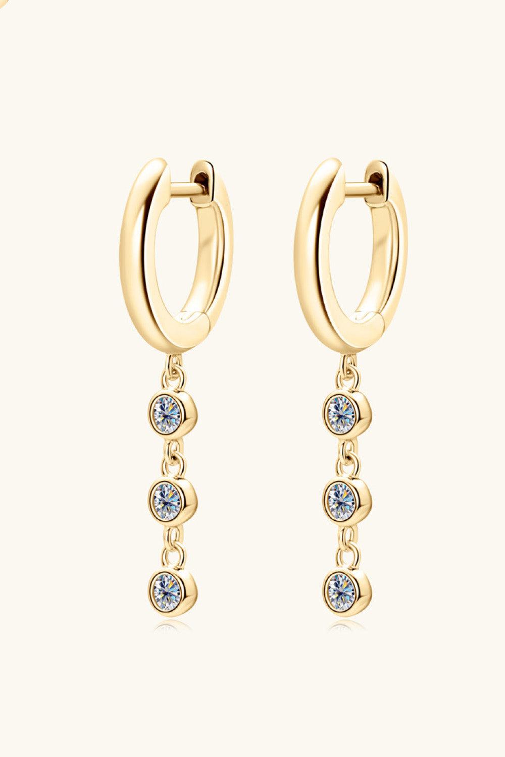 Moissanite Trio Drop Earrings - 18k Gold Vermeil- Claude Jewelry Moissanite - Shop claudejewelry.com