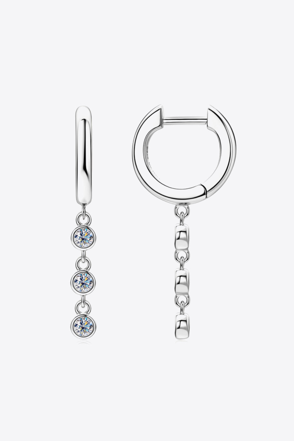 Moissanite Trio Drop Earrings - Platinum Vermeil- Claude Jewelry Moissanite - Shop claudejewelry.com