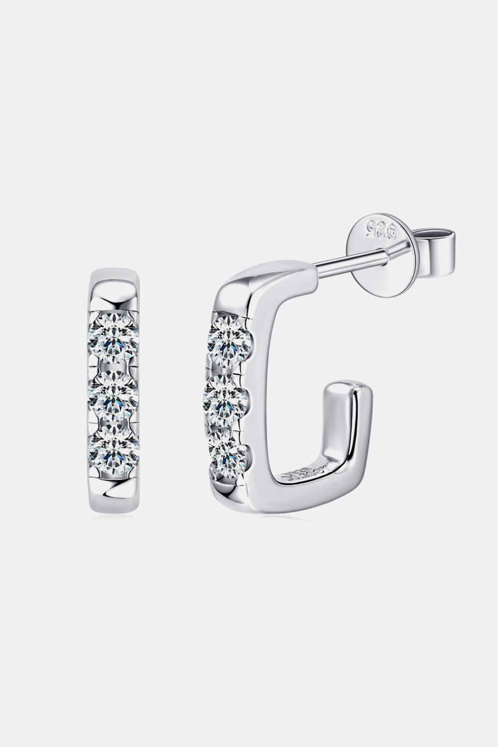 Moissanite Trio Square Huggie Earrings - Platinum Vermeil- Claude Jewelry Moissanite - Shop claudejewelry.com