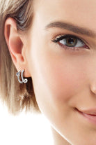 Moissanite Two Layer Stone C-Hoop Earrings - - Claude Jewelry Moissanite - Shop claudejewelry.com