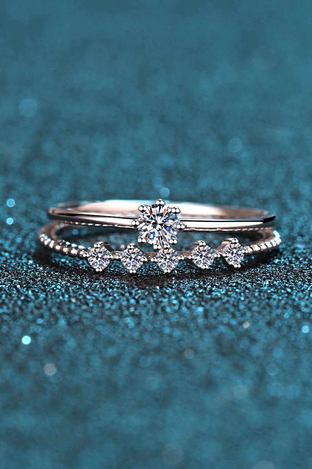 Moissanite Two-Piece Ring Set - - Claude Jewelry Moissanite - Shop claudejewelry.com