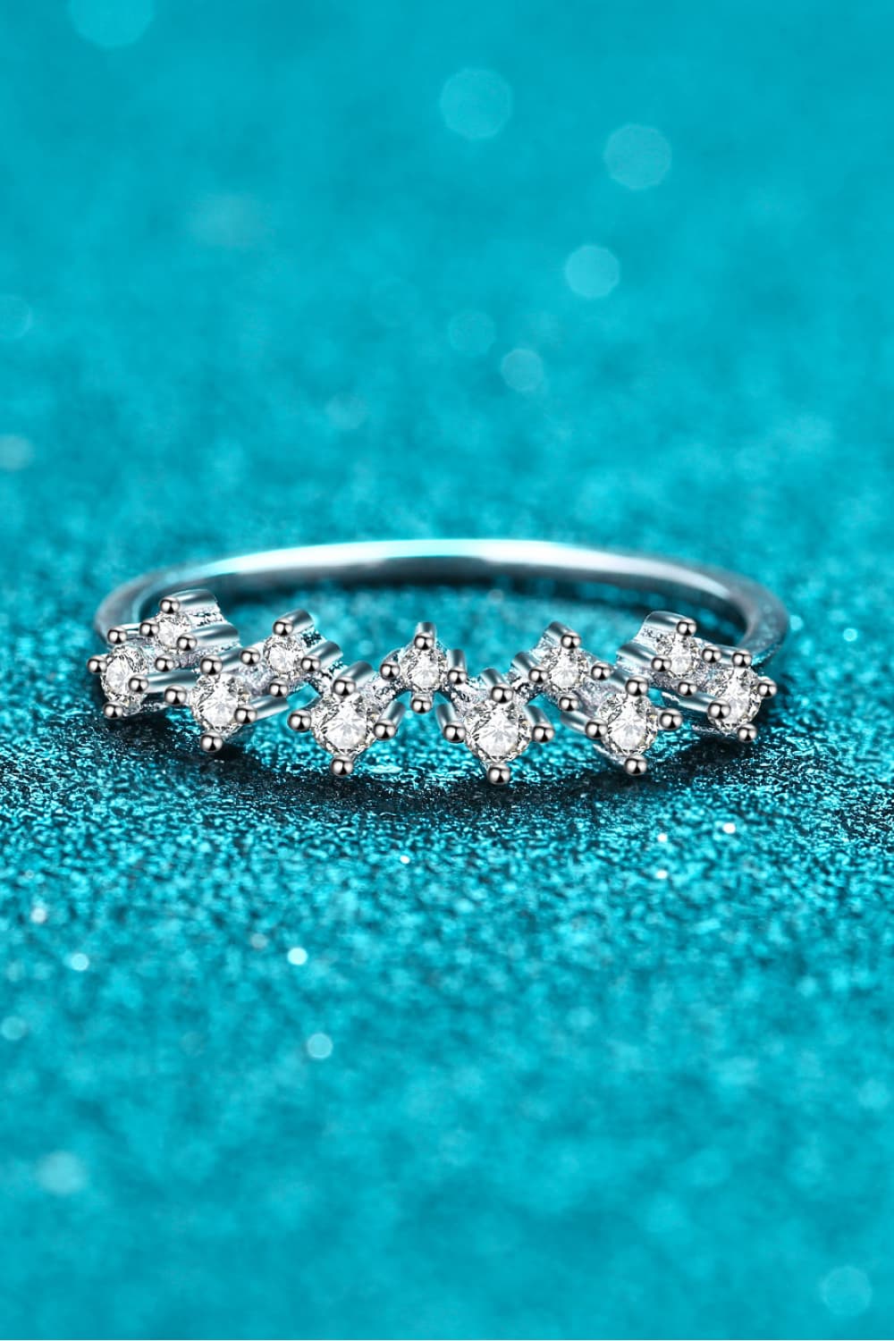 Moissanite Zig-Zag Rhodium Vermeil Half-Eternity Ring - - Claude Jewelry Moissanite - Shop claudejewelry.com