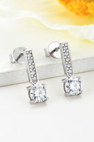 Moissanite & Zircon Drop Bar Earrings - Platinum Vermeil- Claude Jewelry Moissanite - Shop claudejewelry.com