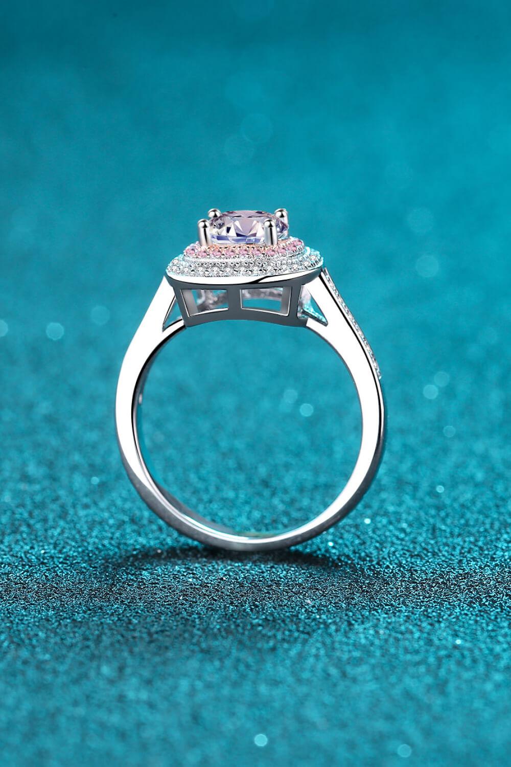 Moissanite & Zircon Pink Square Deco Ring - - Claude Jewelry Moissanite - Shop claudejewelry.com