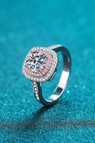 Moissanite & Zircon Pink Square Deco Ring - - Claude Jewelry Moissanite - Shop claudejewelry.com