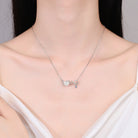 Natural Pearl Moissanite Cursive Love Necklace - 925 Sterling Silver- Claude Jewelry Moissanite - Shop claudejewelry.com