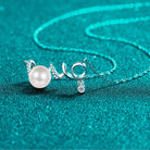 Natural Pearl Moissanite Cursive Love Necklace - 925 Sterling Silver- Claude Jewelry Moissanite - Shop claudejewelry.com