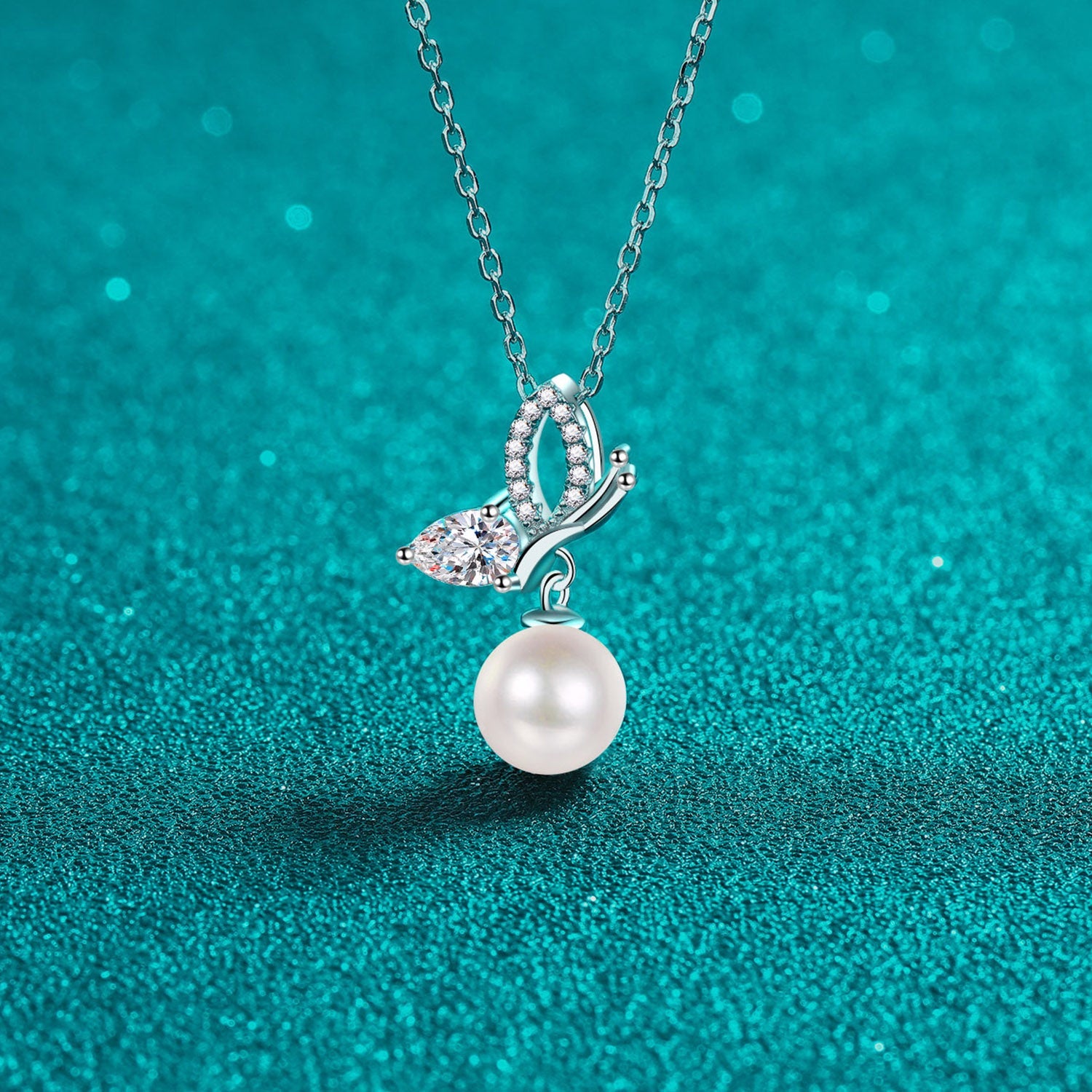 Natural Pearl Pendant Moissanite Necklace - 925 Sterling Silver- Claude Jewelry Moissanite - Shop claudejewelry.com