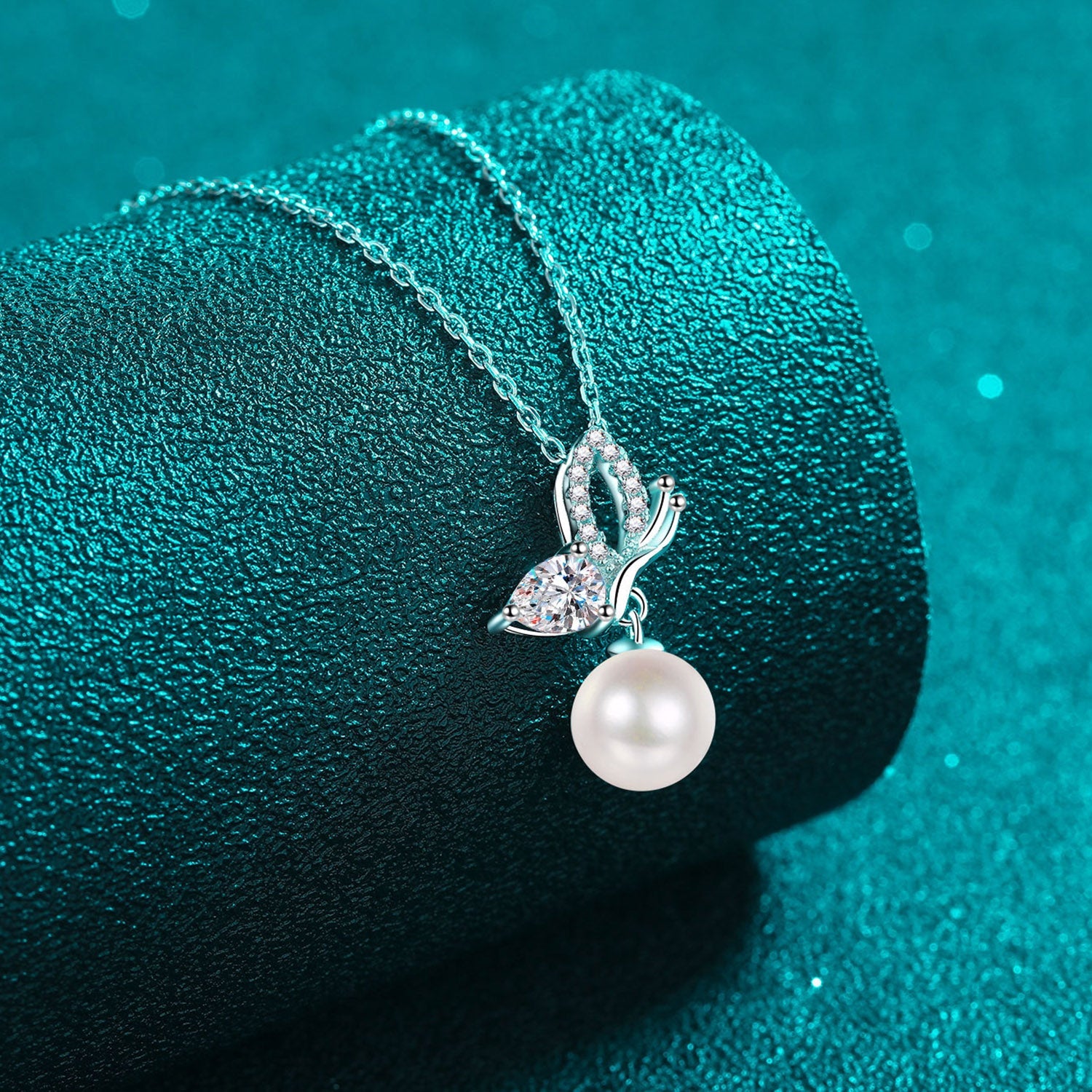 Natural Pearl Pendant Moissanite Necklace - 925 Sterling Silver- Claude Jewelry Moissanite - Shop claudejewelry.com