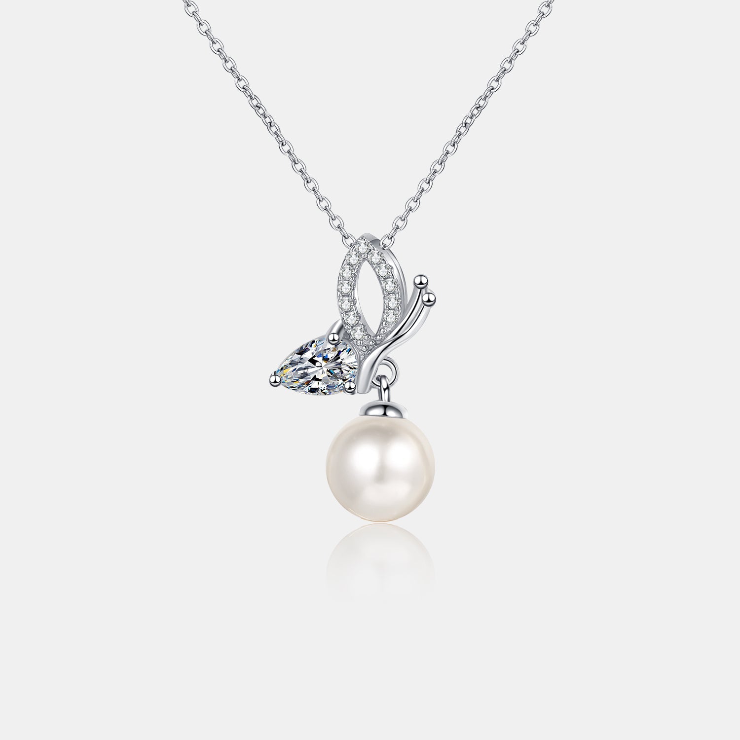 Natural Pearl Pendant Moissanite Necklace - 925 Sterling Silver- Claude Jewelry Moissanite - Shop claudejewelry.com