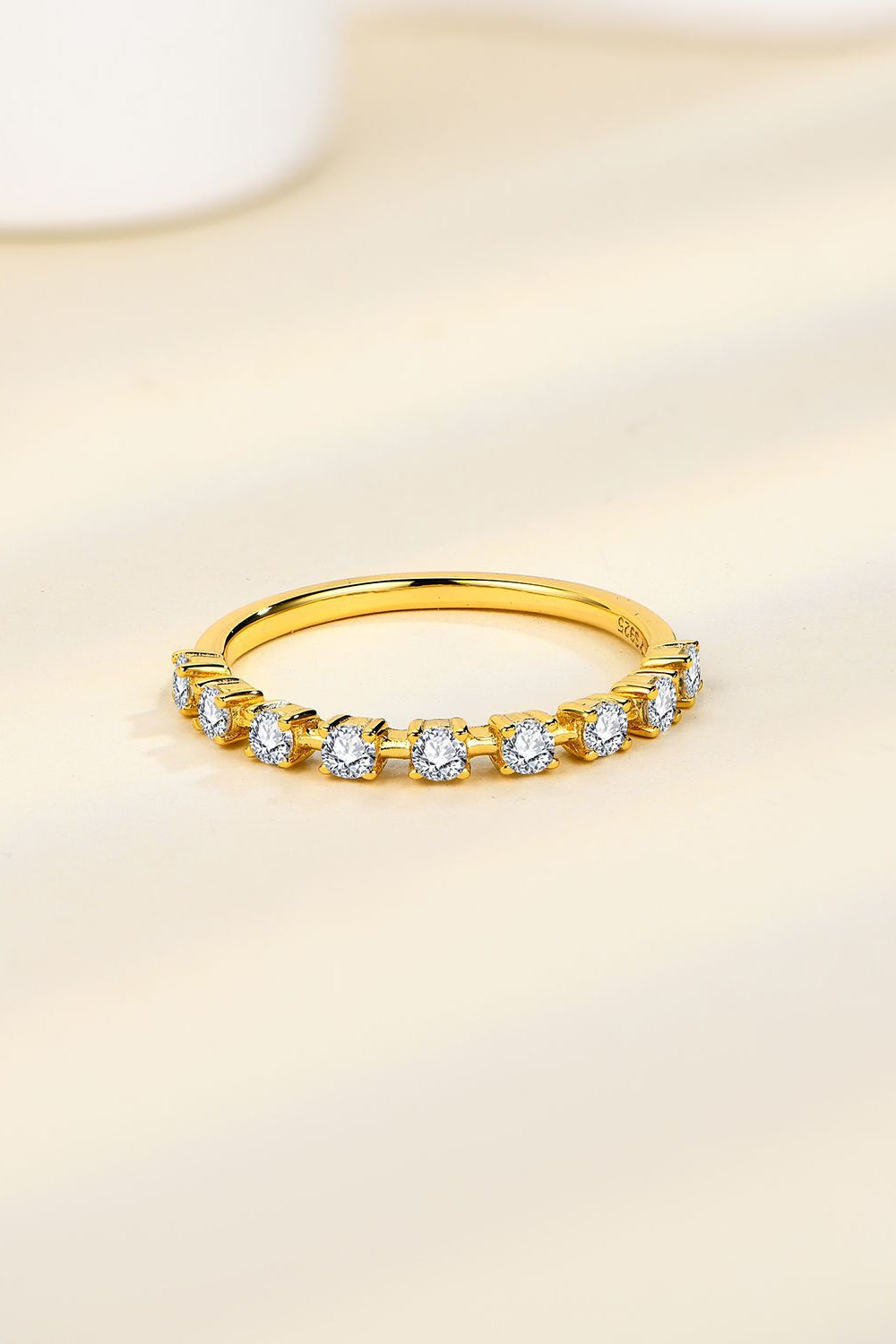 Nine Stone Moissanite 14k Gold Vermeil Ring - - Claude Jewelry Moissanite - Shop claudejewelry.com