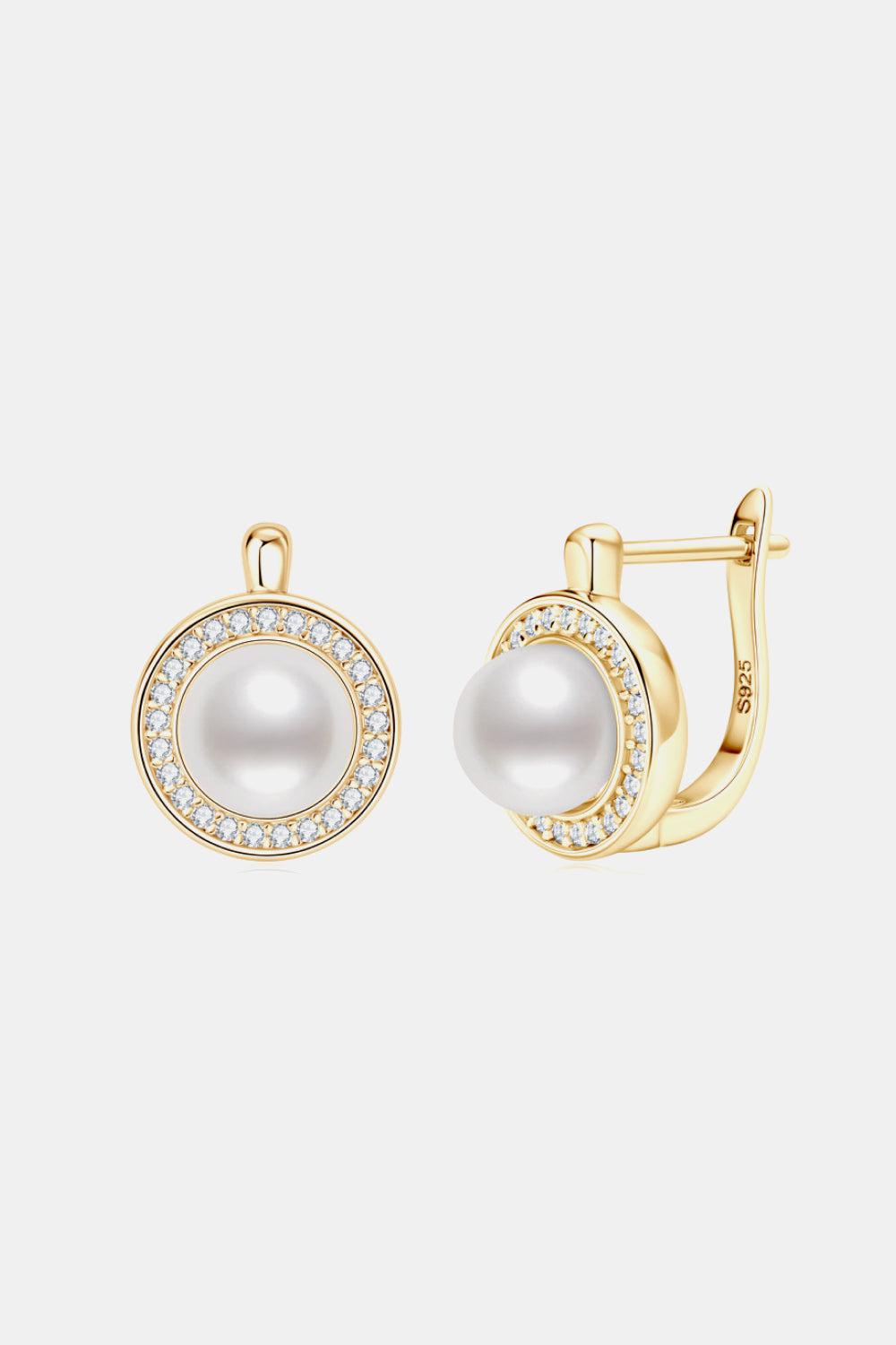 Old Money Moissanite Pearl Hook Earrings - 18k Gold Vermeil- Claude Jewelry Moissanite - Shop claudejewelry.com