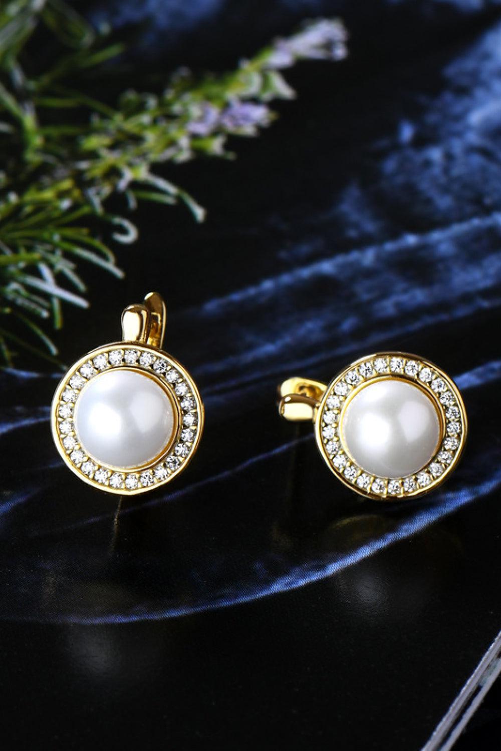 Old Money Moissanite Pearl Hook Earrings - - Claude Jewelry Moissanite - Shop claudejewelry.com