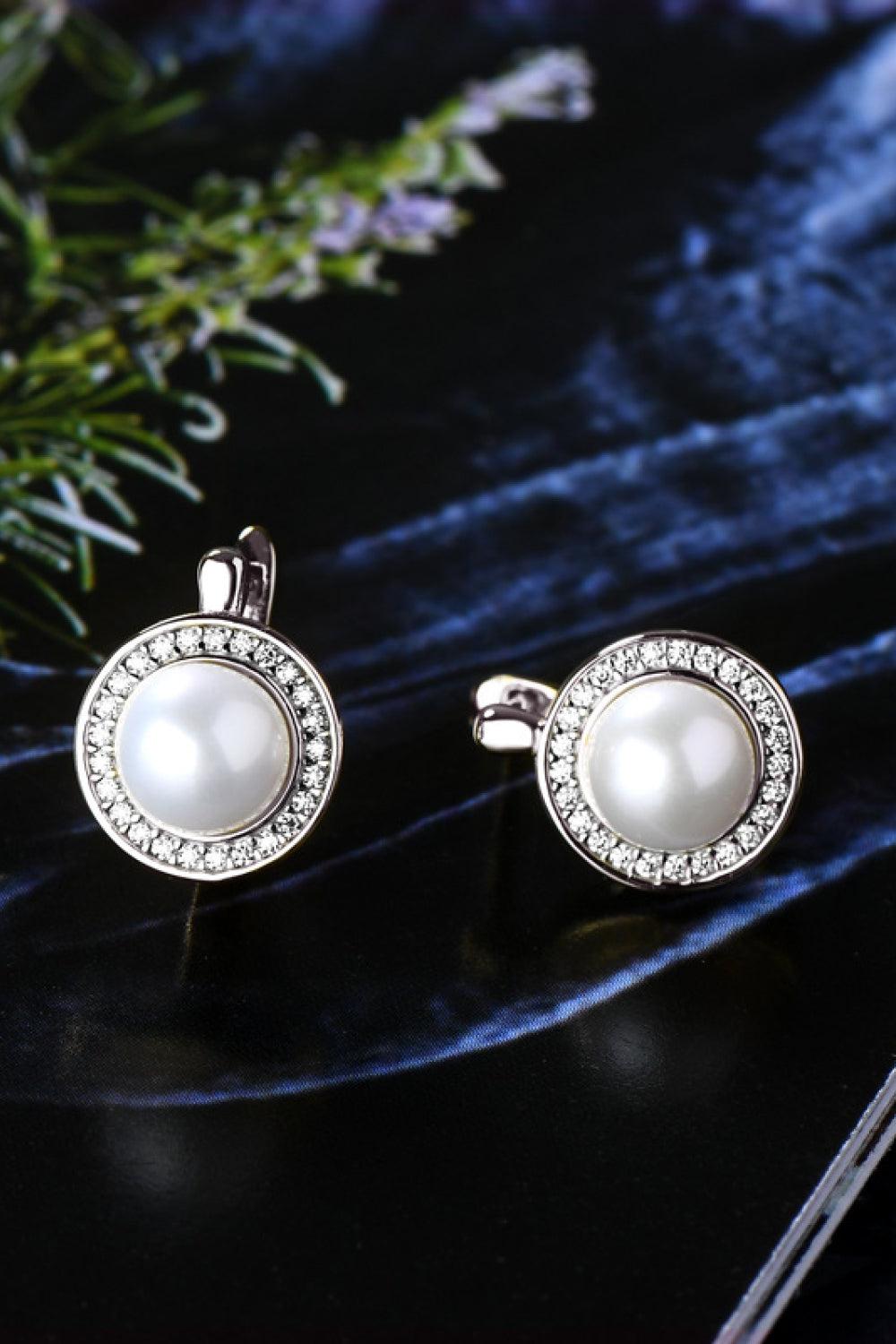 Old Money Moissanite Pearl Hook Earrings - - Claude Jewelry Moissanite - Shop claudejewelry.com