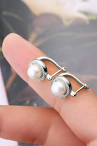 Old Money Moissanite Pearl Hook Earrings - - Claude Jewelry Moissanite - Shop claudejewelry.com