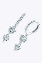 Pave Hoop Moissanite Drop Earrings - - Claude Jewelry Moissanite - Shop claudejewelry.com