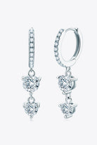 Pave Hoop Moissanite Drop Earrings - Platinum Vermeil- Claude Jewelry Moissanite - Shop claudejewelry.com