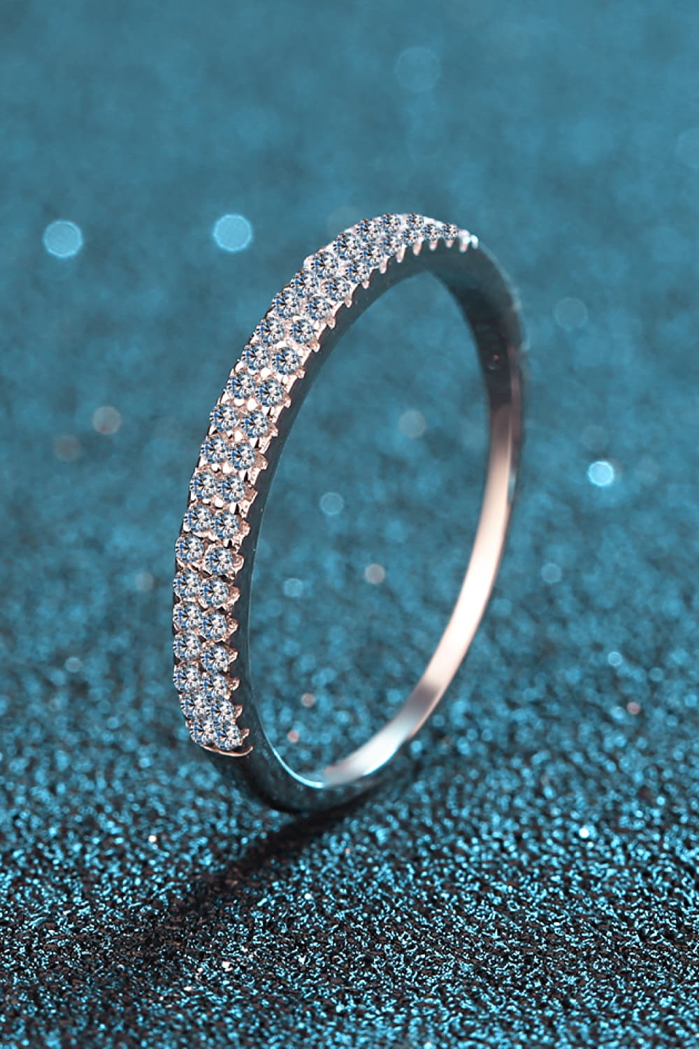 Pave Moissanite 925 Sterling Silver Half-Eternity Ring - - Claude Jewelry Moissanite - Shop claudejewelry.com