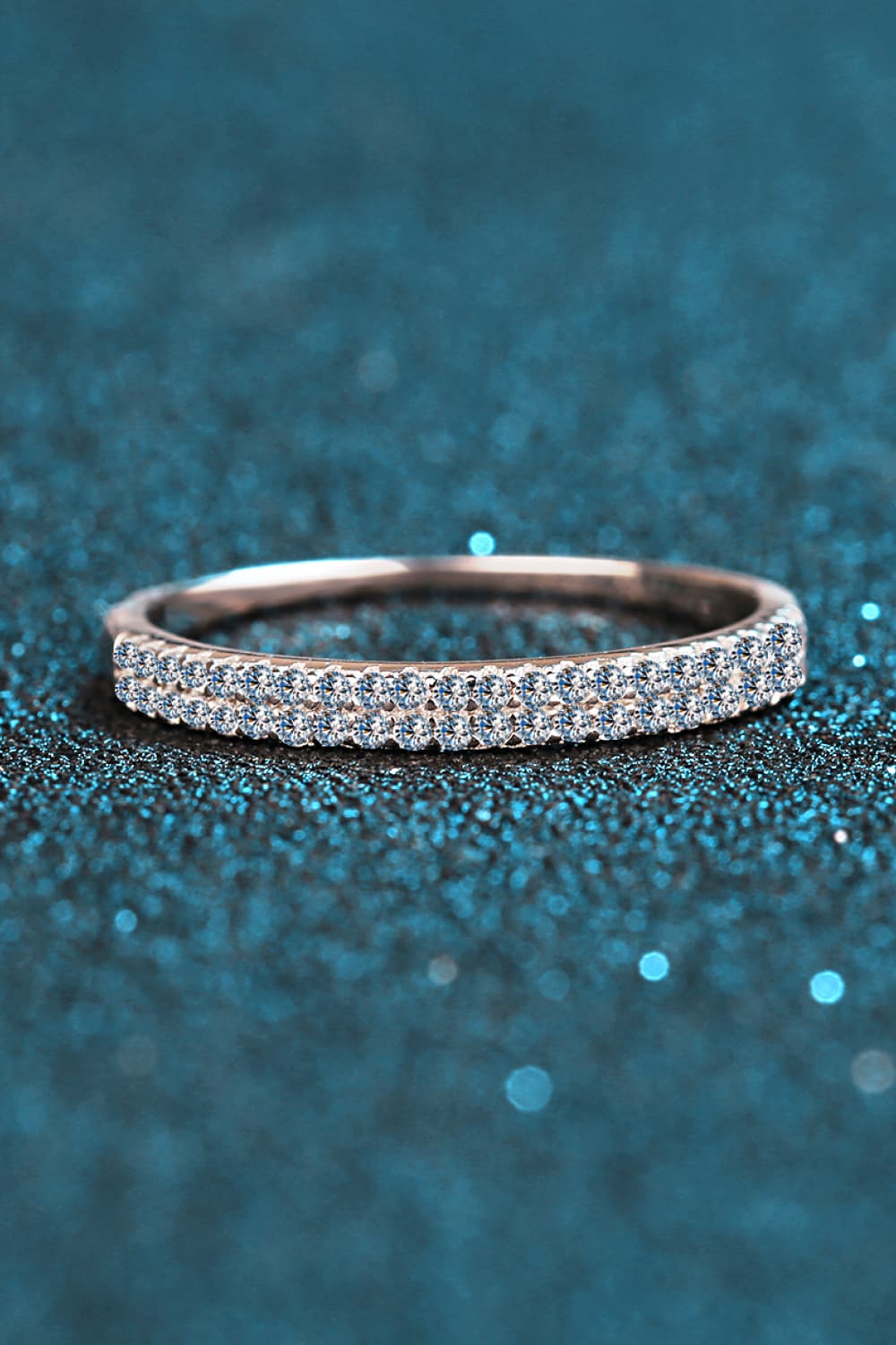 Pave Moissanite 925 Sterling Silver Half-Eternity Ring - - Claude Jewelry Moissanite - Shop claudejewelry.com