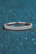 Pave Moissanite 925 Sterling Silver Half-Eternity Ring - - Claude Jewelry Moissanite - Shop claudejewelry.com