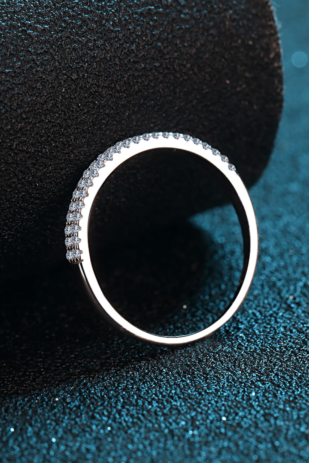 Pave Moissanite 925 Sterling Silver Half-Eternity Ring - - Claude Jewelry Moissanite - Shop claudejewelry.com