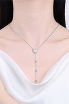 Pearl and Moissanite Rhodium Vermeil Lariat Necklace - Rhodium Vermeil- Claude Jewelry Moissanite - Shop claudejewelry.com