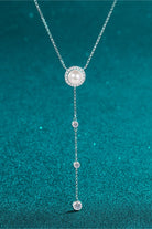 Pearl and Moissanite Rhodium Vermeil Lariat Necklace - Rhodium Vermeil- Claude Jewelry Moissanite - Shop claudejewelry.com