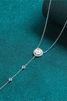 Pearl and Moissanite Rhodium Vermeil Lariat Necklace - Rhodium Vermeil- Claude Jewelry Moissanite - Shop claudejewelry.com