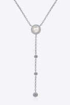 Pearl and Moissanite Rhodium Vermeil Lariat Necklace - Rhodium Vermeil- Claude Jewelry Moissanite - Shop claudejewelry.com