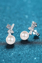 Pearl Moissanite Stud Earrings - Rhodium Vermeil- Claude Jewelry Moissanite - Shop claudejewelry.com