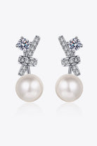 Pearl Moissanite Stud Earrings - Rhodium Vermeil- Claude Jewelry Moissanite - Shop claudejewelry.com