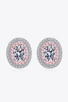 Pink Oval Moissanite Stud Earrings - Pink/White- Claude Jewelry Moissanite - Shop claudejewelry.com