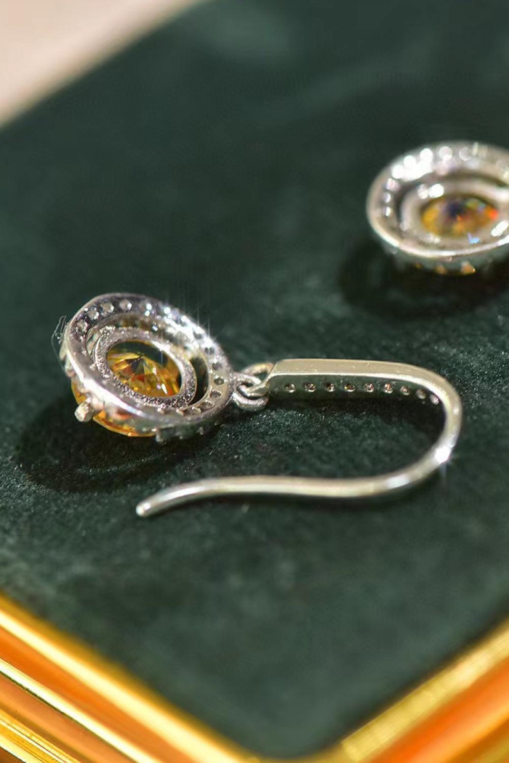 Platinum Vermeil 2 Ct Yellow Moissanite Drop Earrings - Yellow/White- Claude Jewelry Moissanite - Shop claudejewelry.com