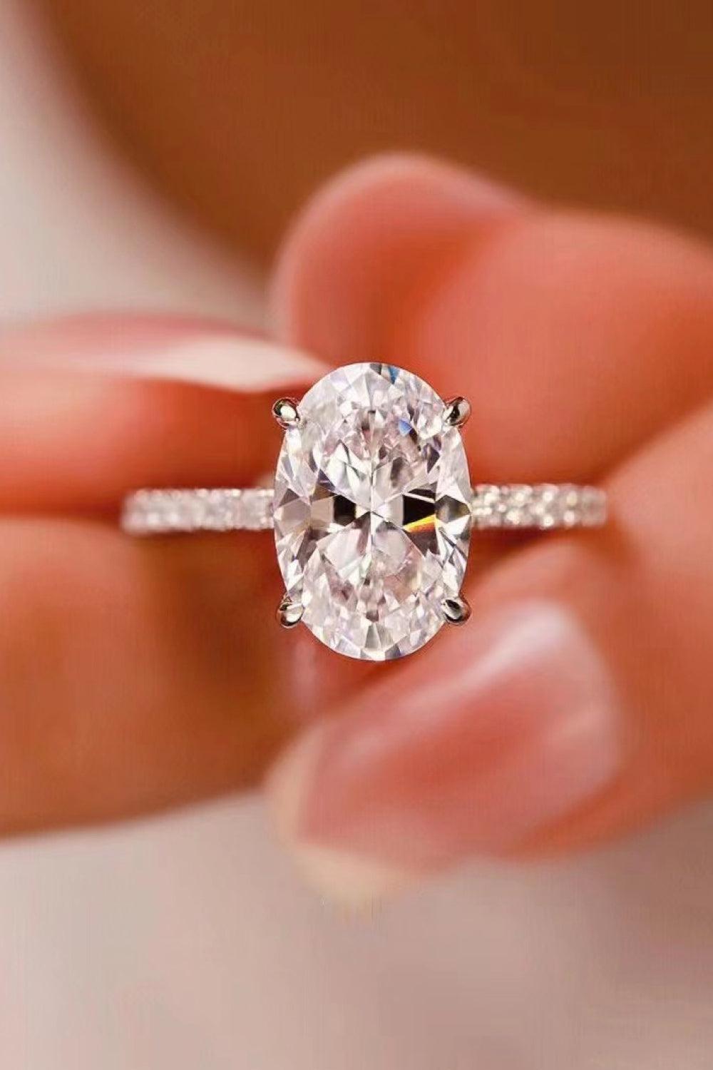 Platinum Vermeil Side Stone 2 Ct Moissanite Ring - - Claude Jewelry Moissanite - Shop claudejewelry.com