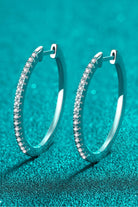 Polished Rhodium Vermeil Moissanite Hoop Earrings - Rhodium Vermeil- Claude Jewelry Moissanite - Shop claudejewelry.com