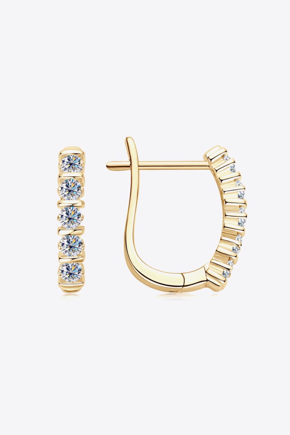 Prong Set Moissanite Huggie Earrings - 18k Gold Vermeil- Claude Jewelry Moissanite - Shop claudejewelry.com