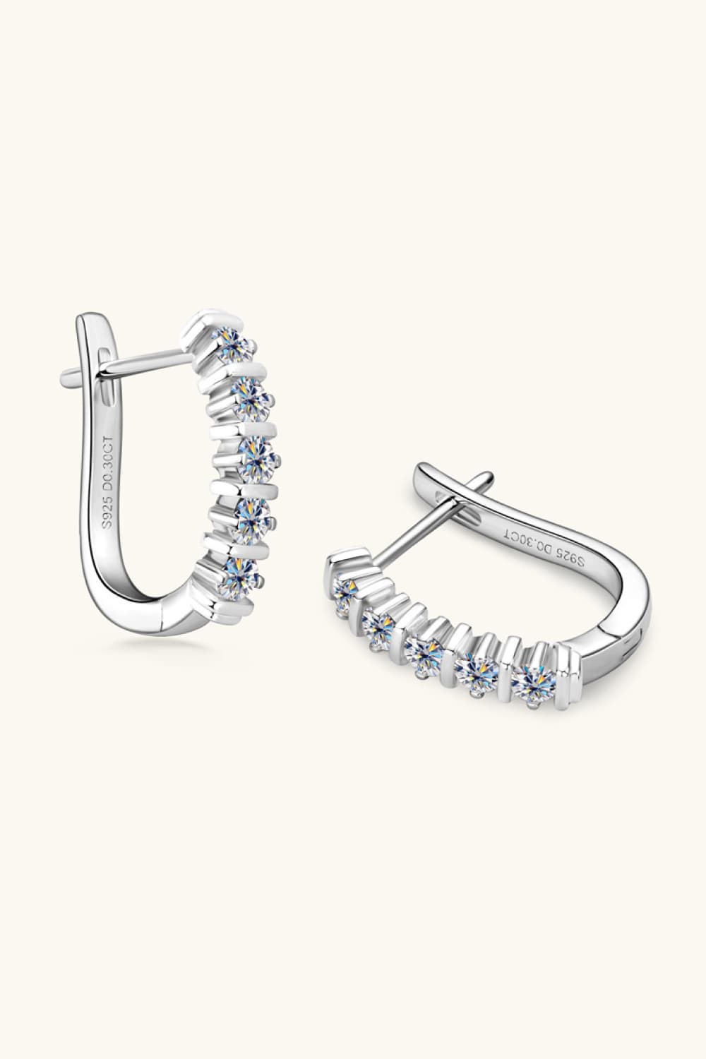 Prong Set Moissanite Huggie Earrings - - Claude Jewelry Moissanite - Shop claudejewelry.com