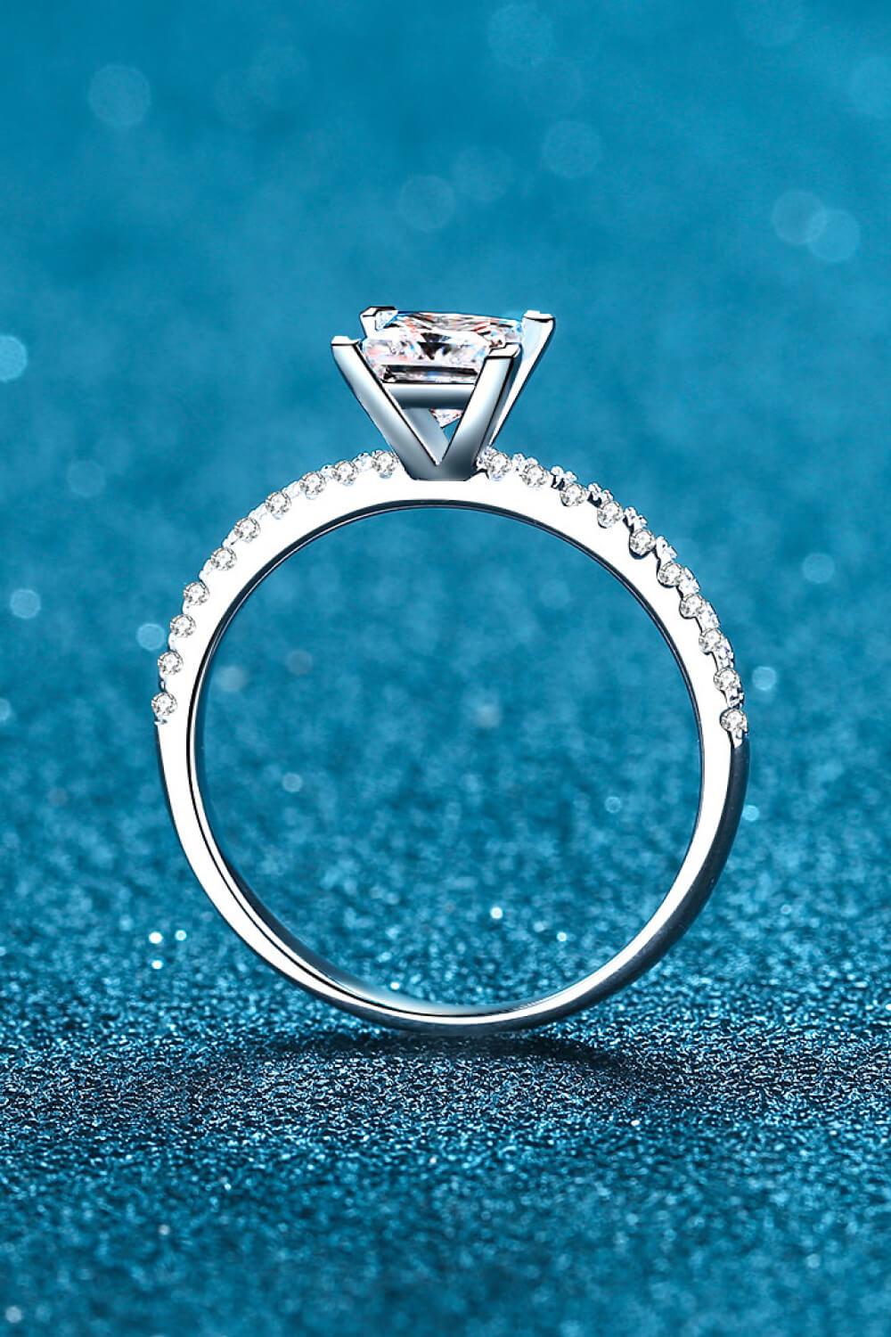 Rhodium Vermeil 2 Ct Moissanite Four-Prong Ring - - Claude Jewelry Moissanite - Shop claudejewelry.com