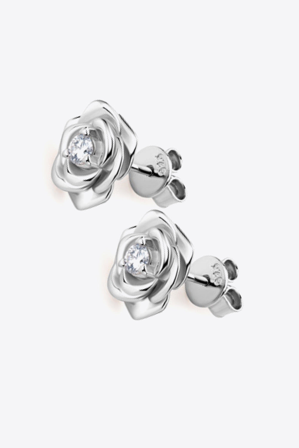 Rose Moissanite Flower Stud Earrings - Platinum Vermeil- Claude Jewelry Moissanite - Shop claudejewelry.com