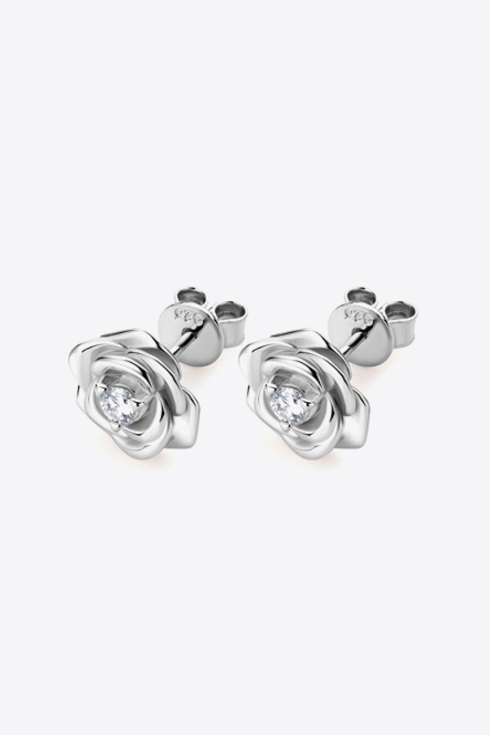 Rose Moissanite Flower Stud Earrings - - Claude Jewelry Moissanite - Shop claudejewelry.com