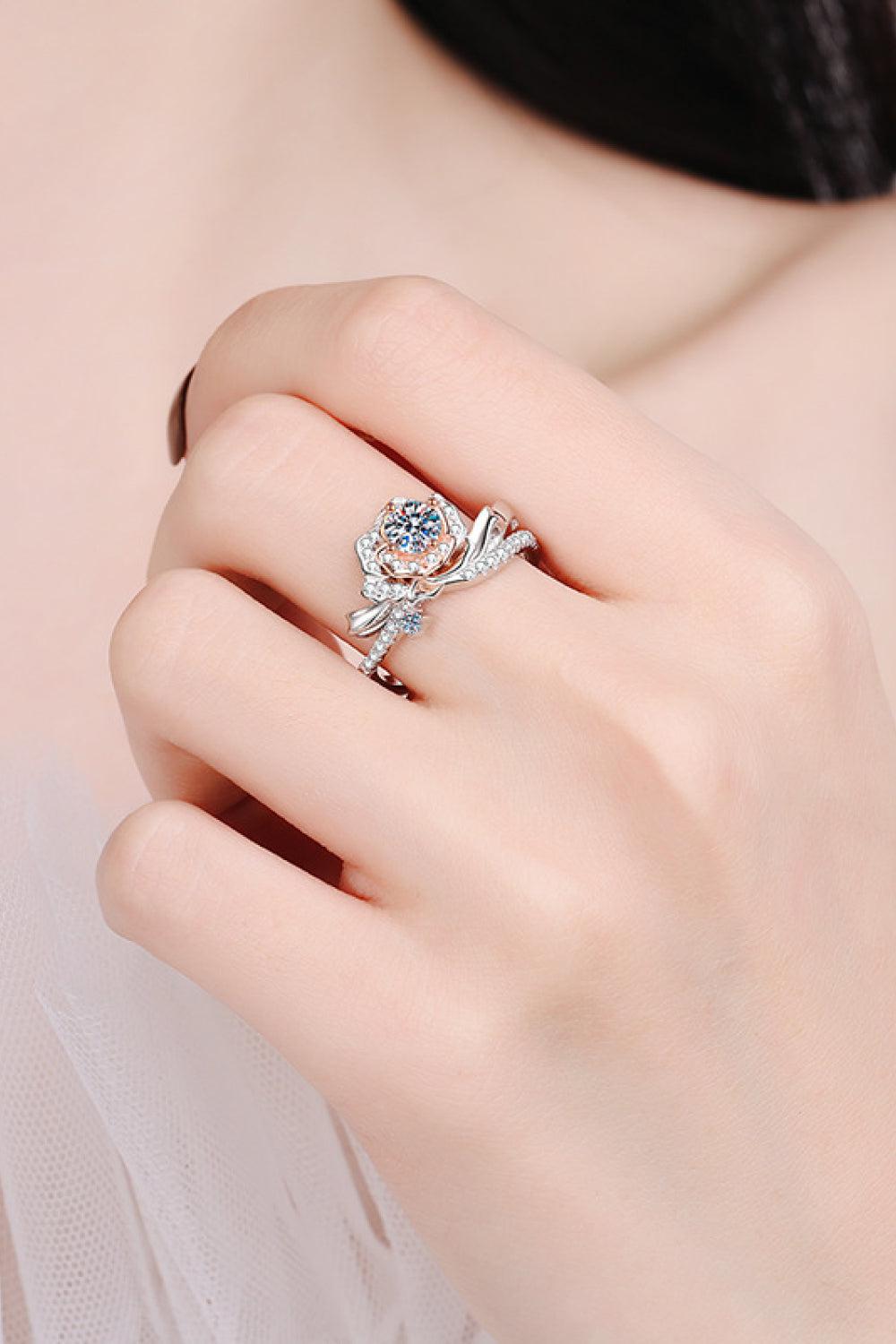 Rose-Shaped Moissanite Ring - - Claude Jewelry Moissanite - Shop claudejewelry.com