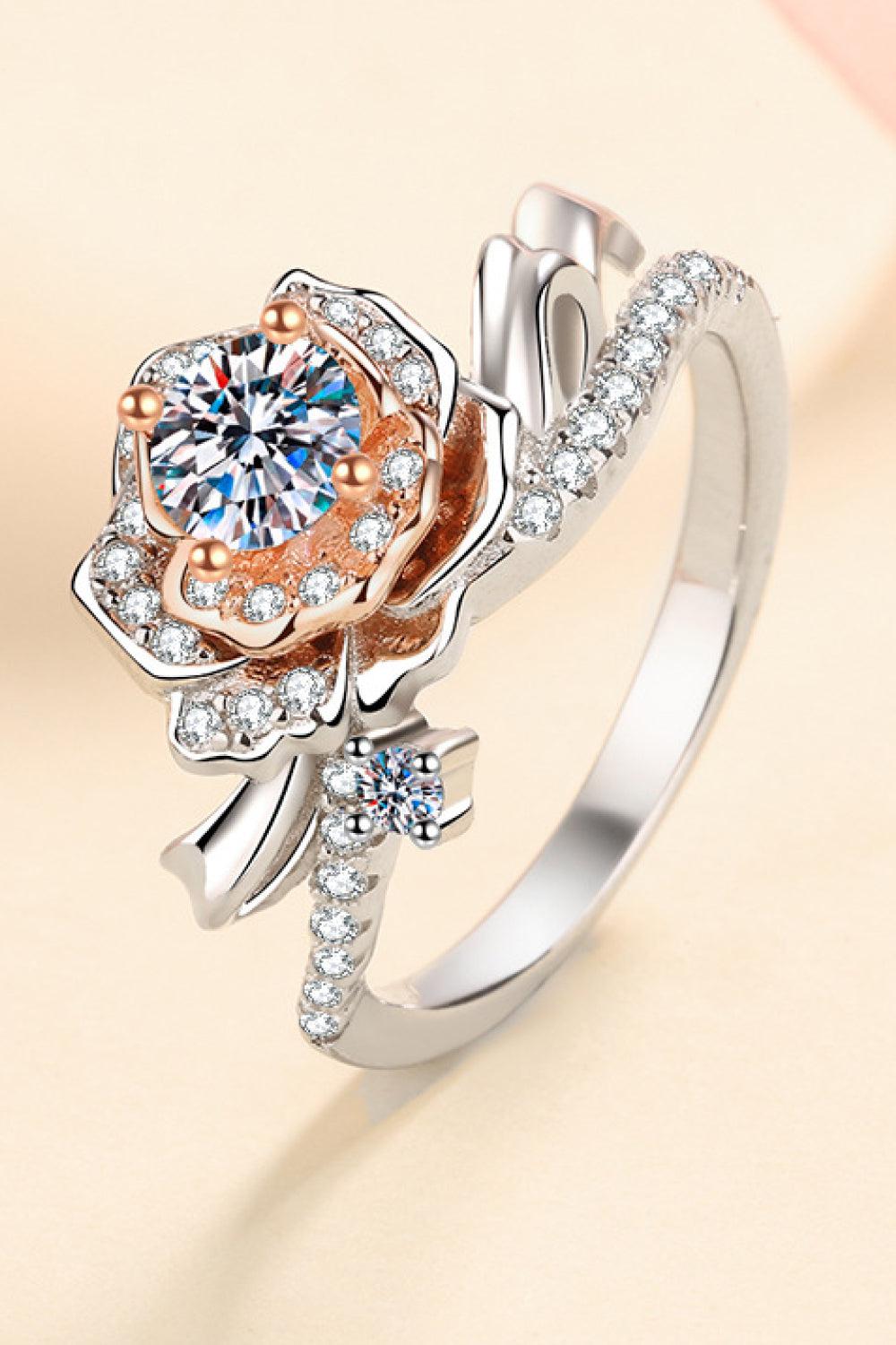 Rose-Shaped Moissanite Ring - - Claude Jewelry Moissanite - Shop claudejewelry.com