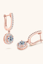 Round 2 Ct Moissanite Drop Earrings - 18k Rose Gold Vermeil- Claude Jewelry Moissanite - Shop claudejewelry.com