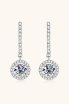 Round 2 Ct Moissanite Drop Earrings - Platinum Vermeil- Claude Jewelry Moissanite - Shop claudejewelry.com