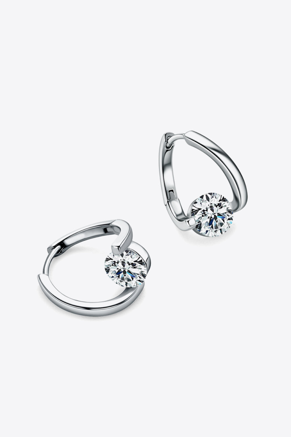 Round 2 Ct Moissanite Heart Huggie Earrings - Platinum Vermeil- Claude Jewelry Moissanite - Shop claudejewelry.com